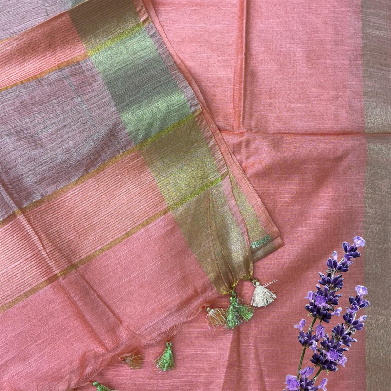 Bhagalpuri Silk Golden Border Saree #16