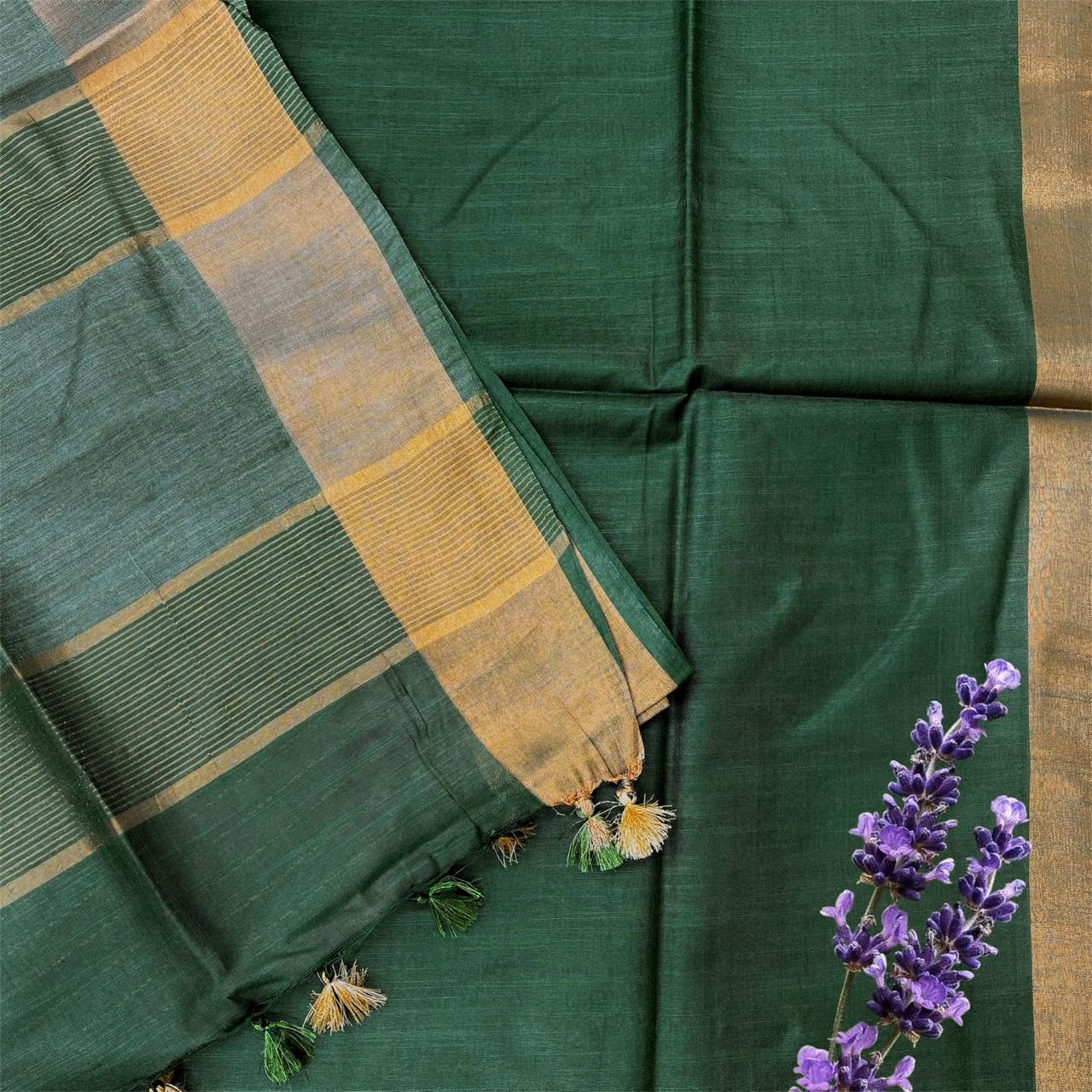 Bhagalpuri Silk Golden Border Saree #17