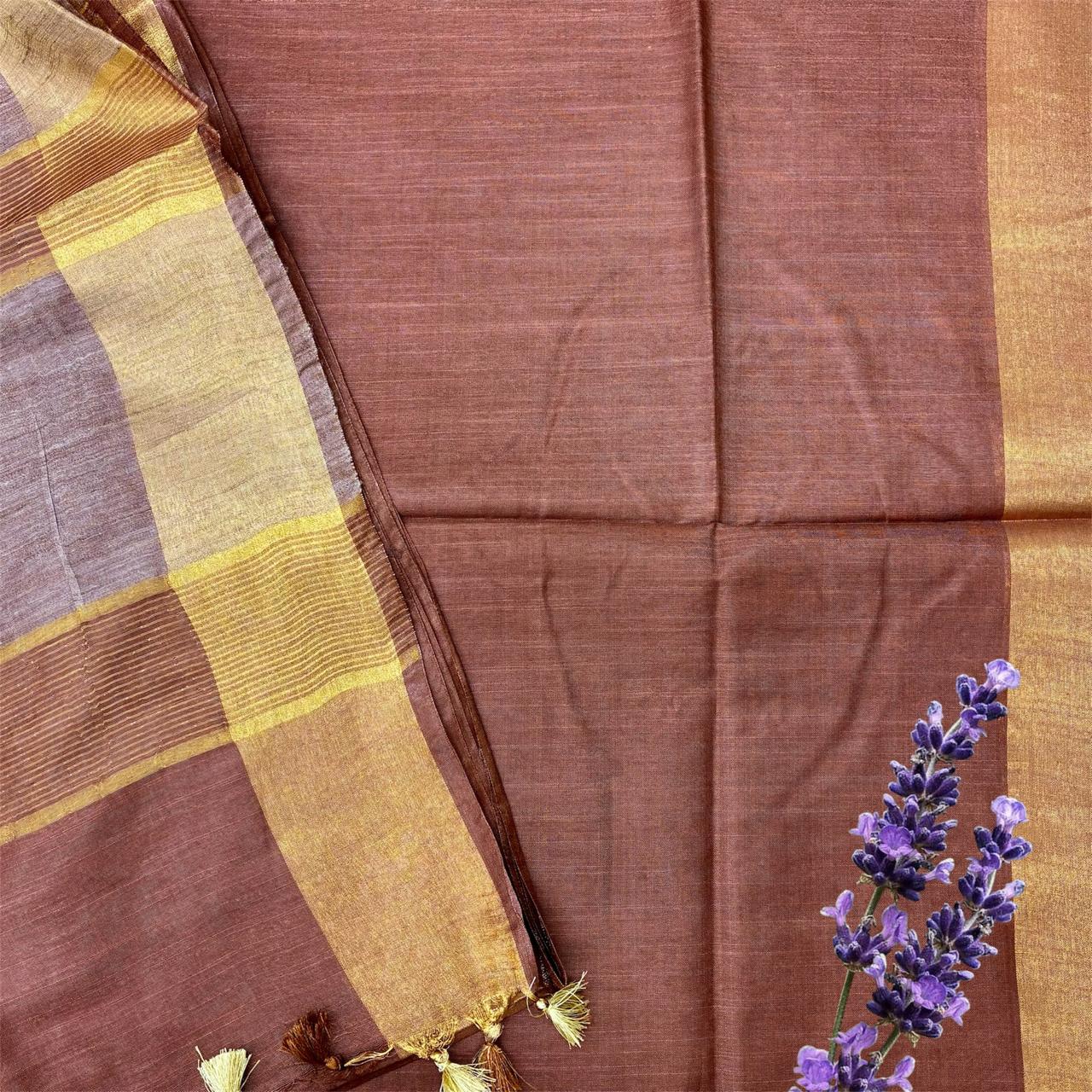 Bhagalpuri Silk Golden Border Saree #12