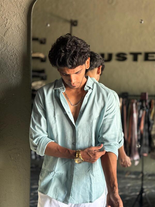 Minty green linen shirt