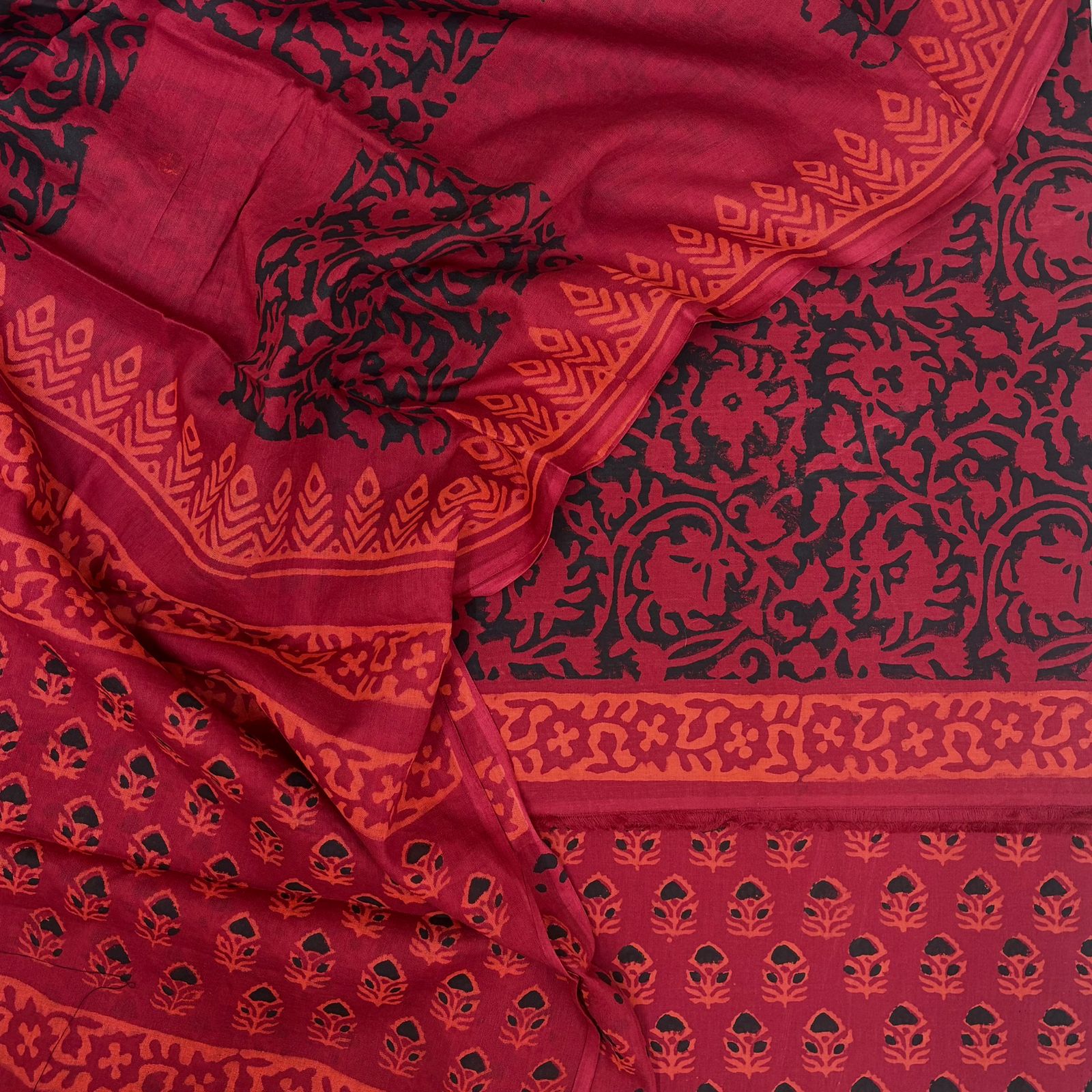 Cotton Block Print Cotton Dupatta Suit Set #1