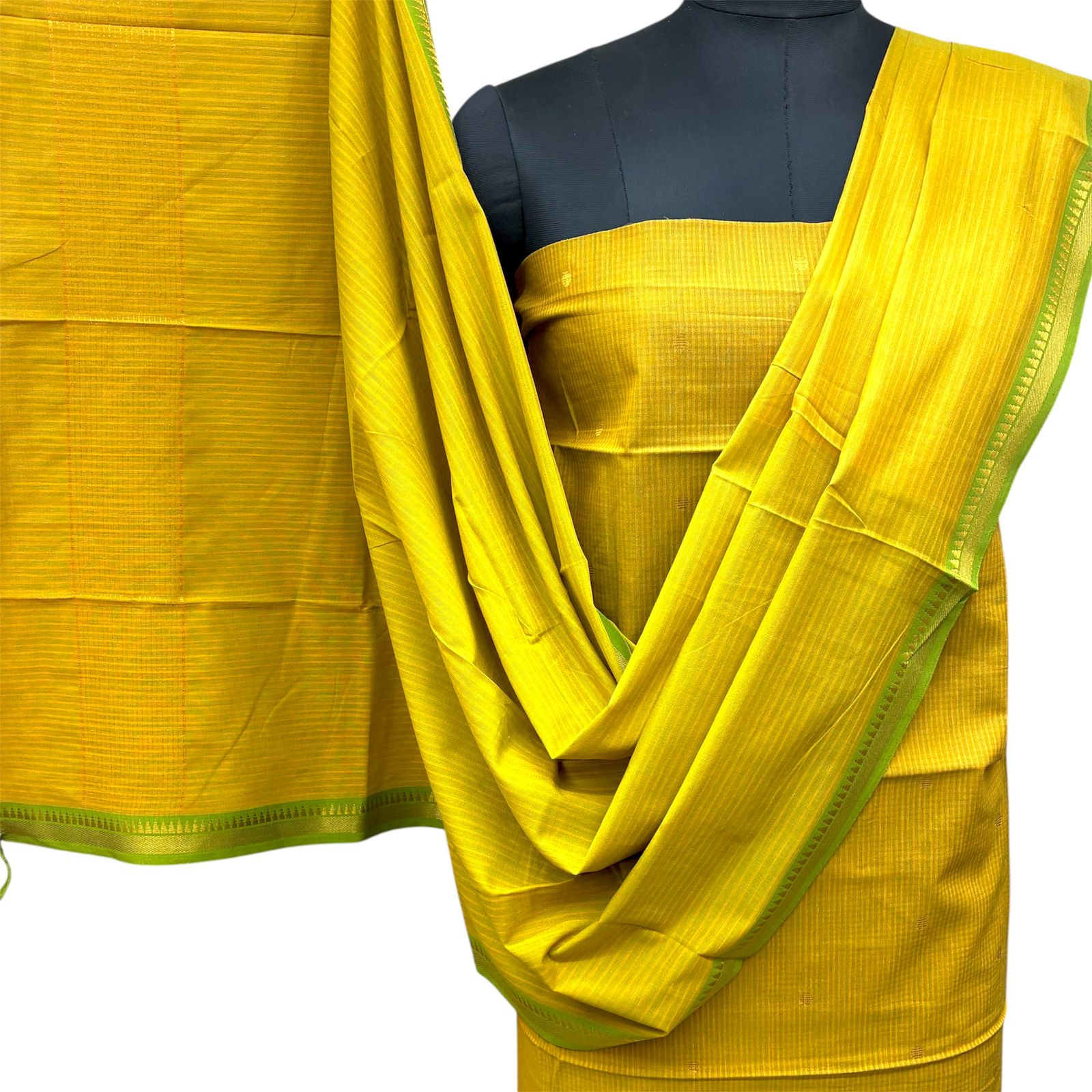 Cotton Handloom Zari Border Suit Set #3