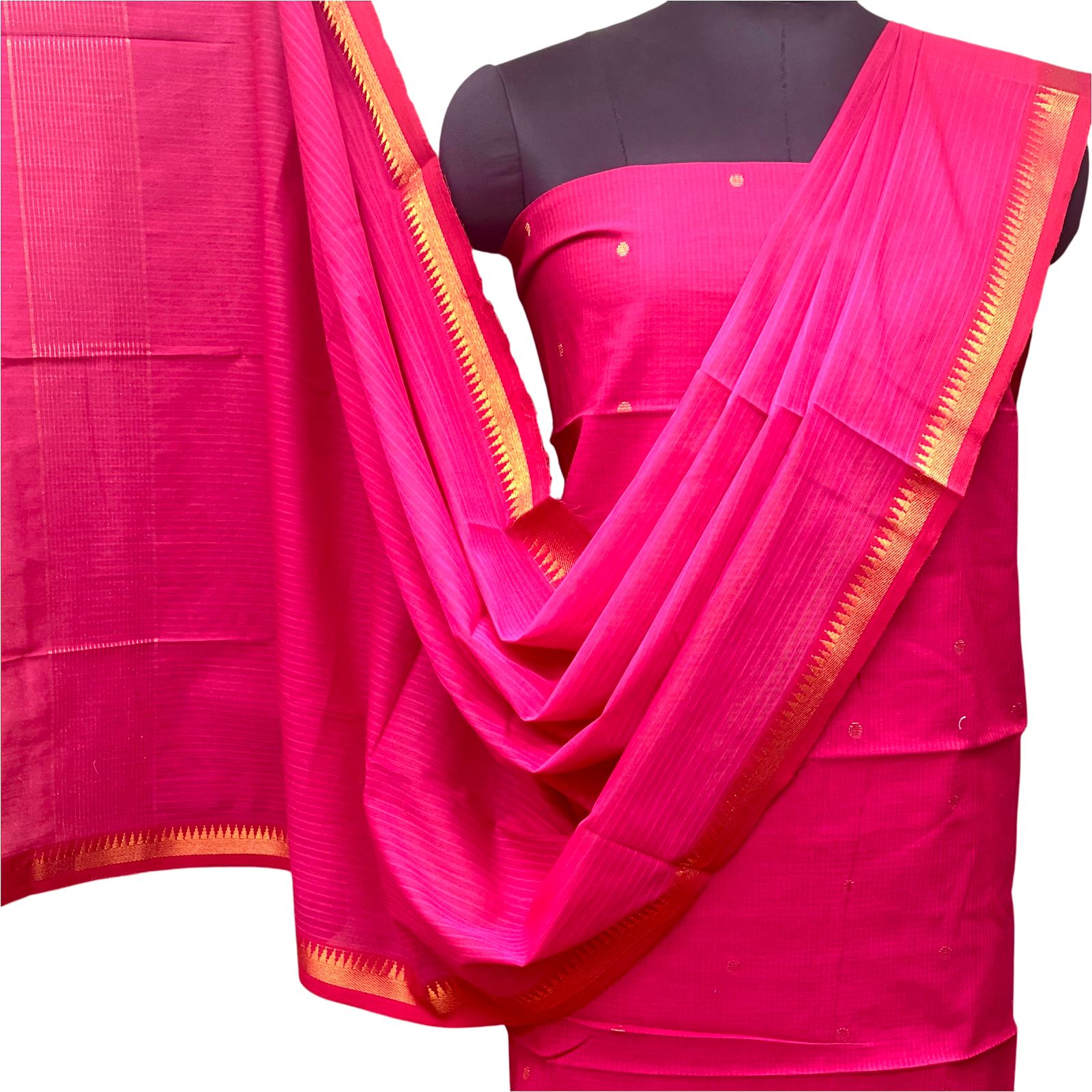 Cotton Handloom Zari Border Suit Set #2