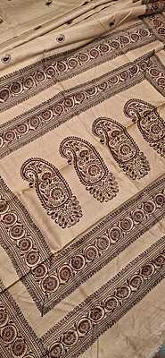 Beige & Maroon Pure Tassar Silk Saree