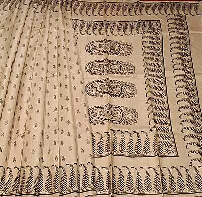 Beige & Black Pure Tassar Silk Beige & Black Pure Tassar Silk