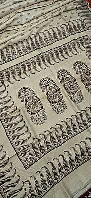 Beige & Black Pure Tassar Silk