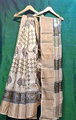 Off White Hand Paint Saree