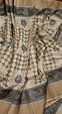 Off White Hand Paint Saree