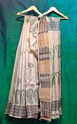 Pure  Hand Paint Tassar Saree