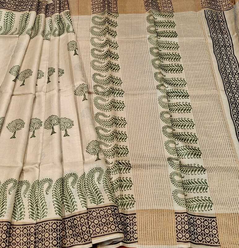 Pure  Hand Paint Tassar Saree