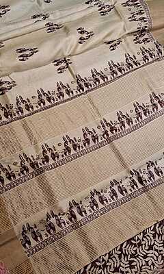 Golden Jari Saree Block Print Saree