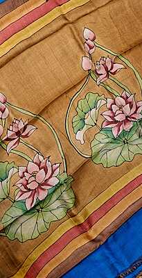 Pure Tassar Hand Painted Flora Saree