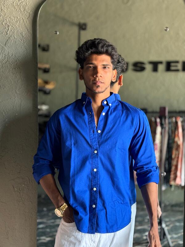 Regal blue solid shirt