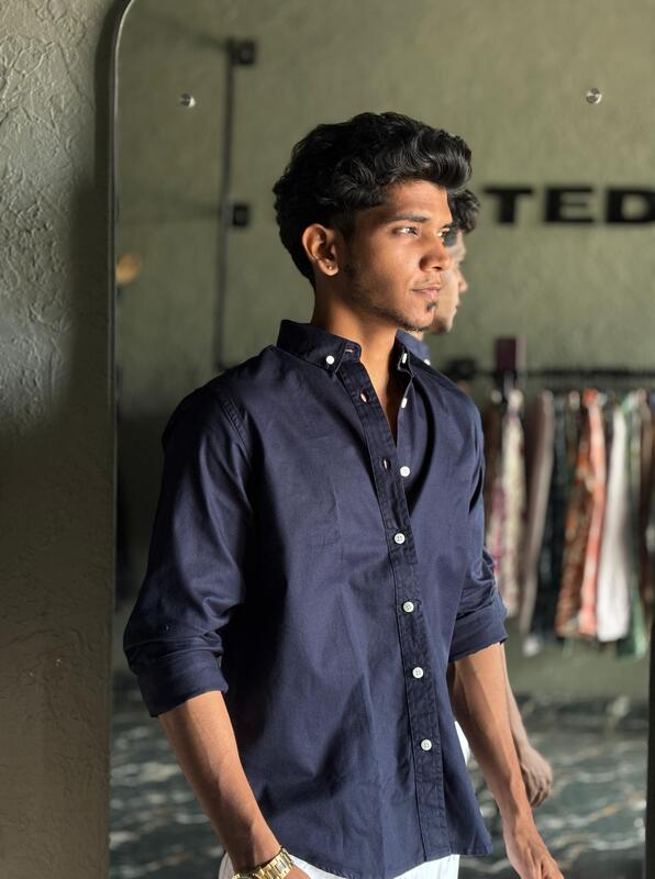 Midnight blue solid shirt