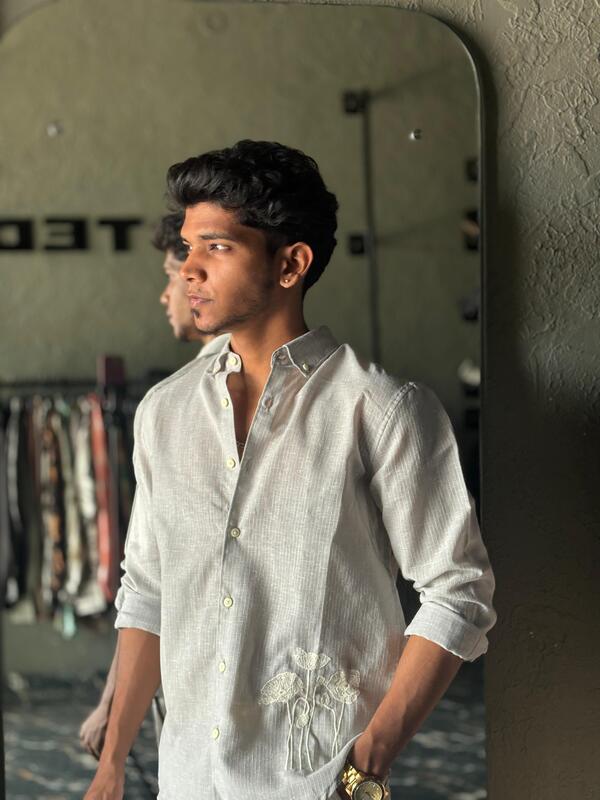 Grey embroidered shirt