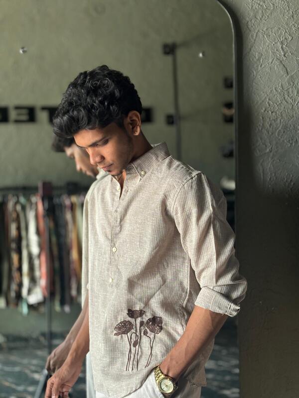Brown embroidered shirt