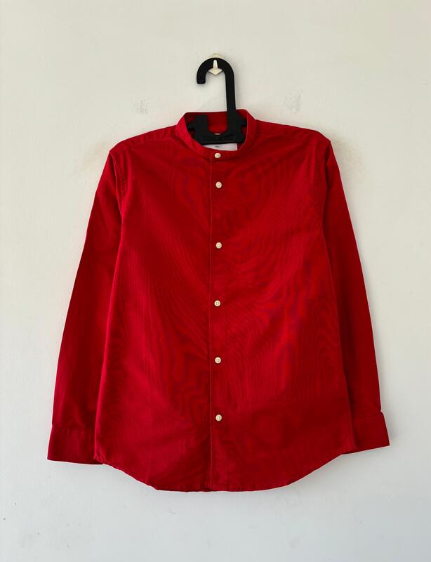 Crimson flame mandarin shirt