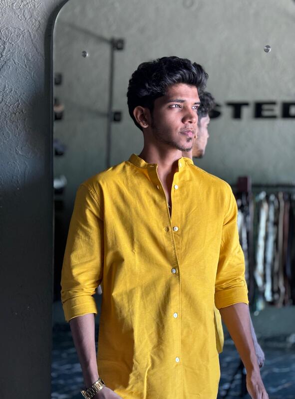 Mustard glow mandarin shirt