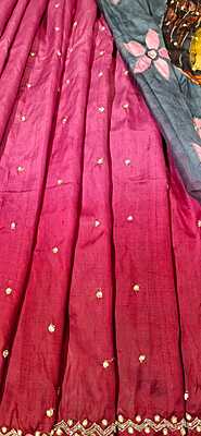 Pure Katan Silk Hand Painted Katdana Work