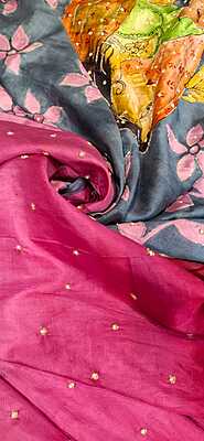 Pure Katan Silk Hand Painted Katdana Work