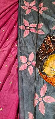 Pure Katan Silk Hand Painted Katdana Work