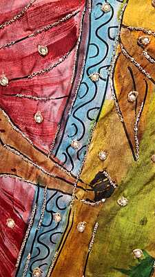 Pure Katan Silk Hand Painted Katdana Work
