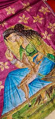 Hand Painted Katdana Work Pure Katan Silk