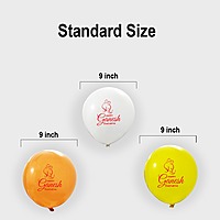 Happy Ganesh Chaturthi  Balloons, Ganesh Chaturthi decorations at mandap/ home Pack of 30 multicolor Metallic yellow, metallic orange metallic white balloons-181133
