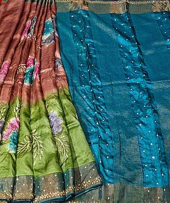 Pure tassar hand painted katdana work Pure tassar hand painted katdana work