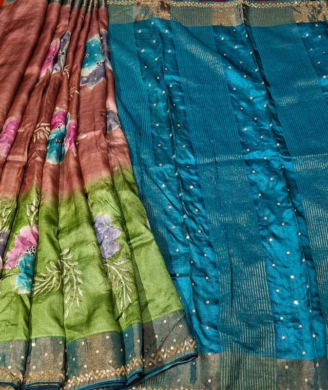 Pure tassar hand painted katdana work