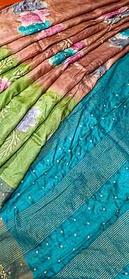 Pure tassar hand painted katdana work