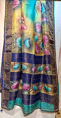 Hand Painted katdana work Pure tassar silk