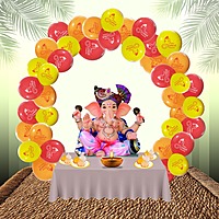 Happy Ganesh Chaturthi decoration Balloons, Ganesh Chaturthi decorations at mandaps/ home Pack of 30 multicolour Metallic yellow, metallic orange metallic Red balloons-181453