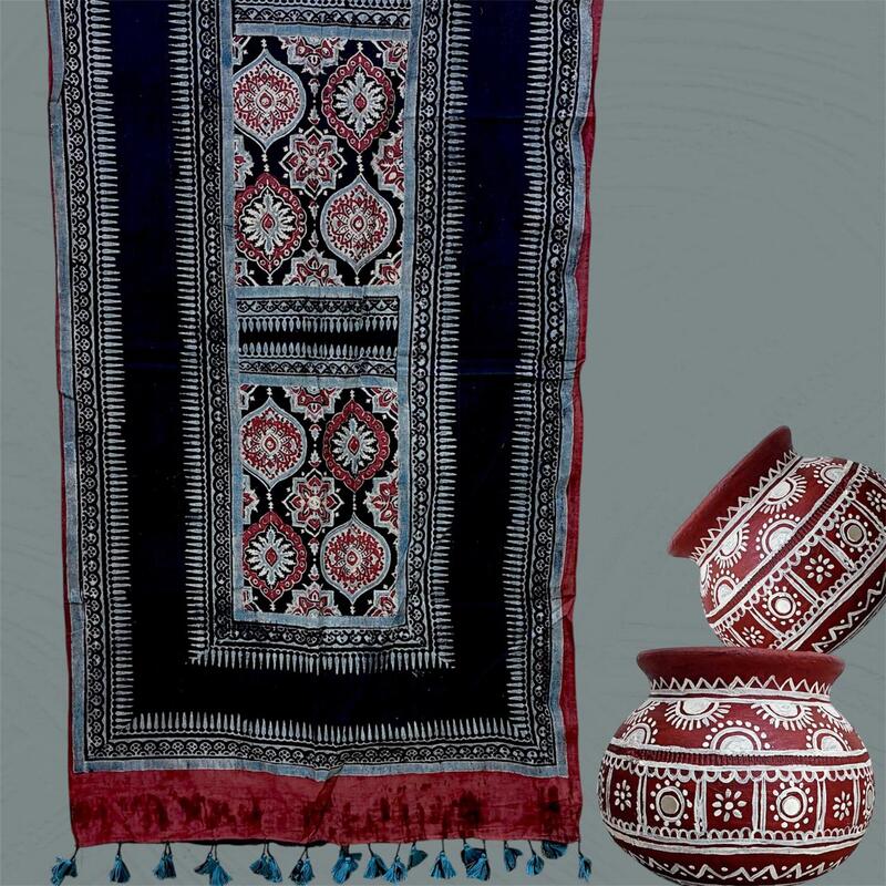 Cotton Ajrakh Print Stole #2