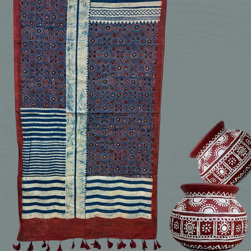 Cotton Ajrakh Print Stole #3