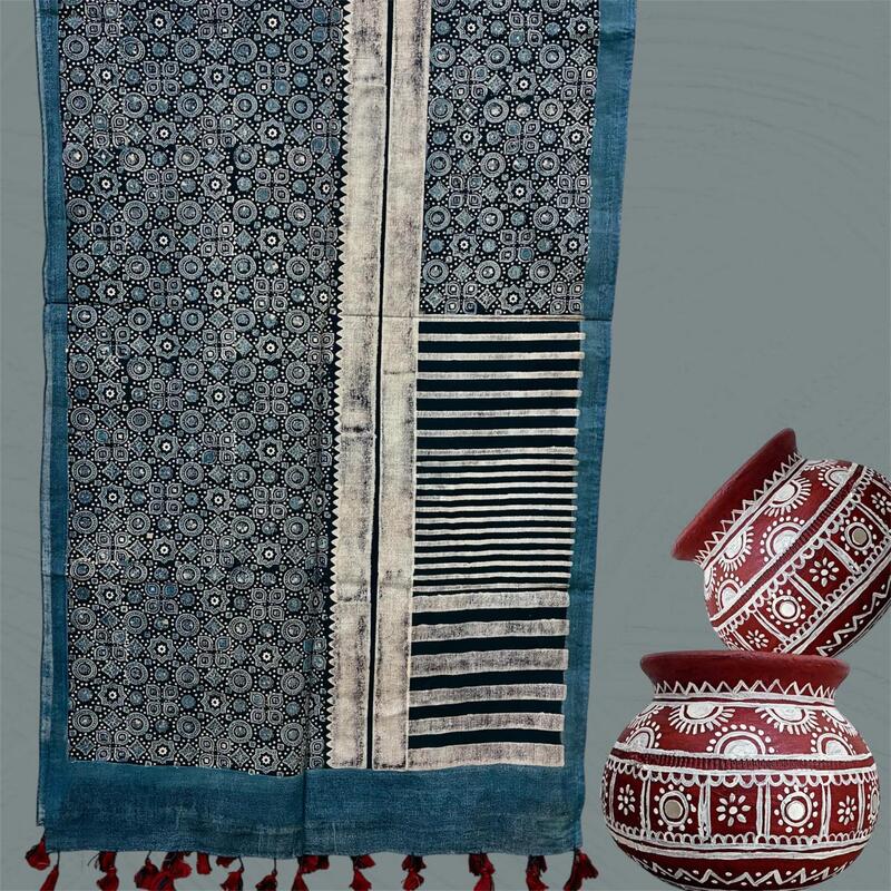 Cotton Ajrakh Print Stole #4