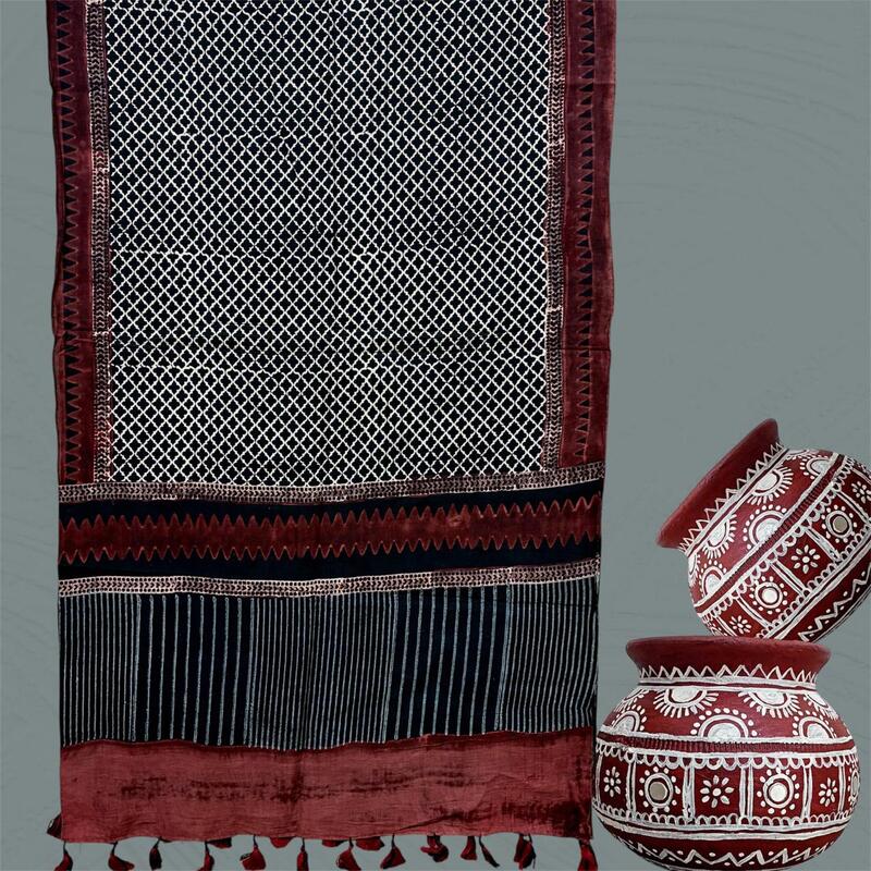 Cotton Ajrakh Print Stole #7