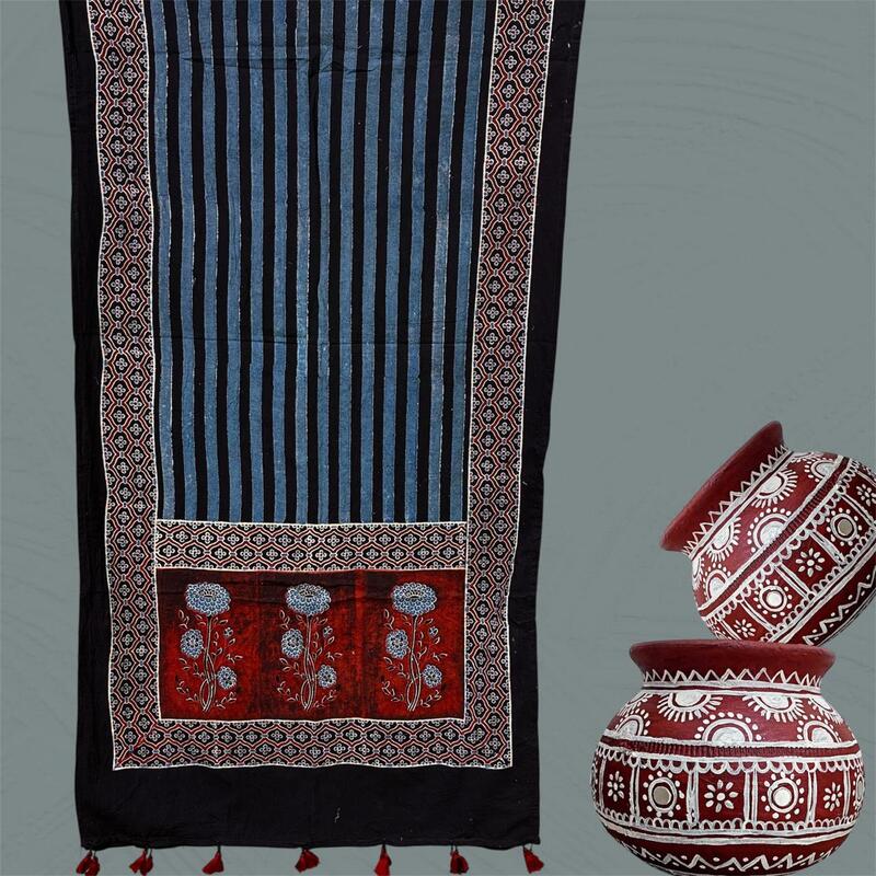 Cotton Ajrakh Print Stole #8