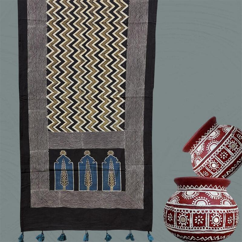 Cotton Ajrakh Print Stole #9