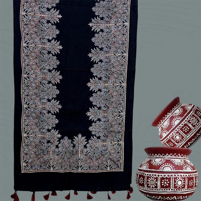Cotton Ajrakh Print Stole #10