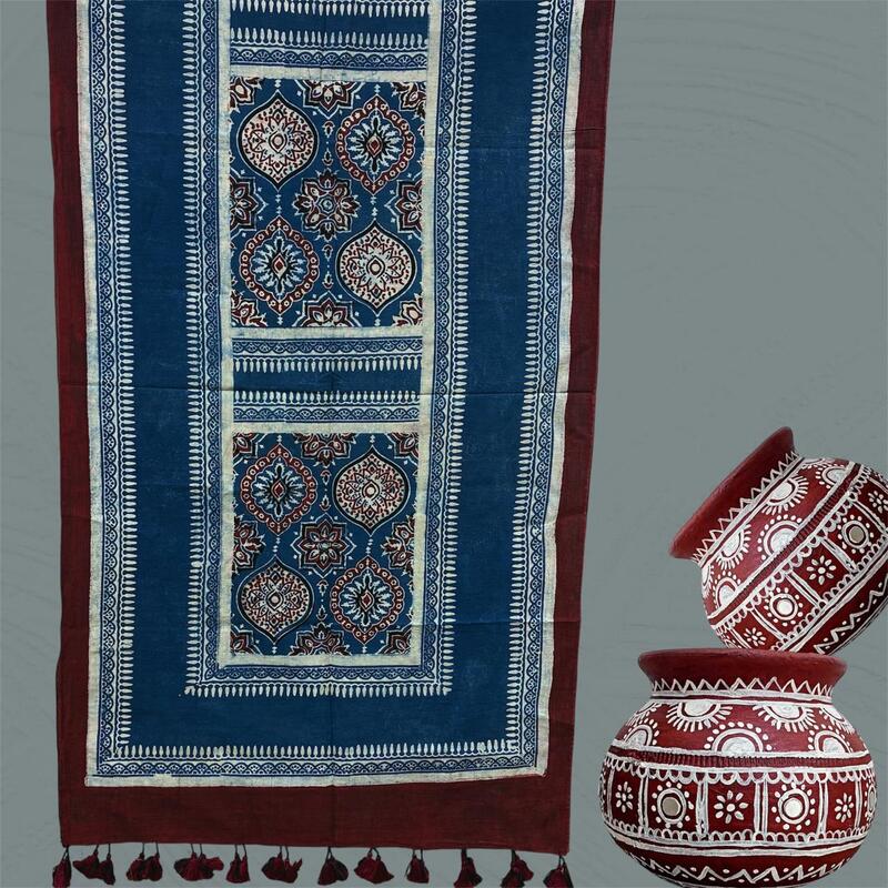 Cotton Ajrakh Print Stole #1