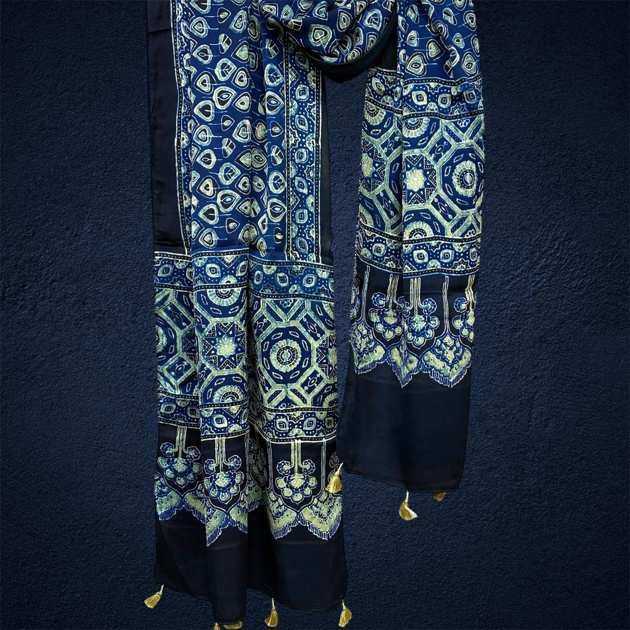 Modal Silk  Ajrakh Print Stole #4