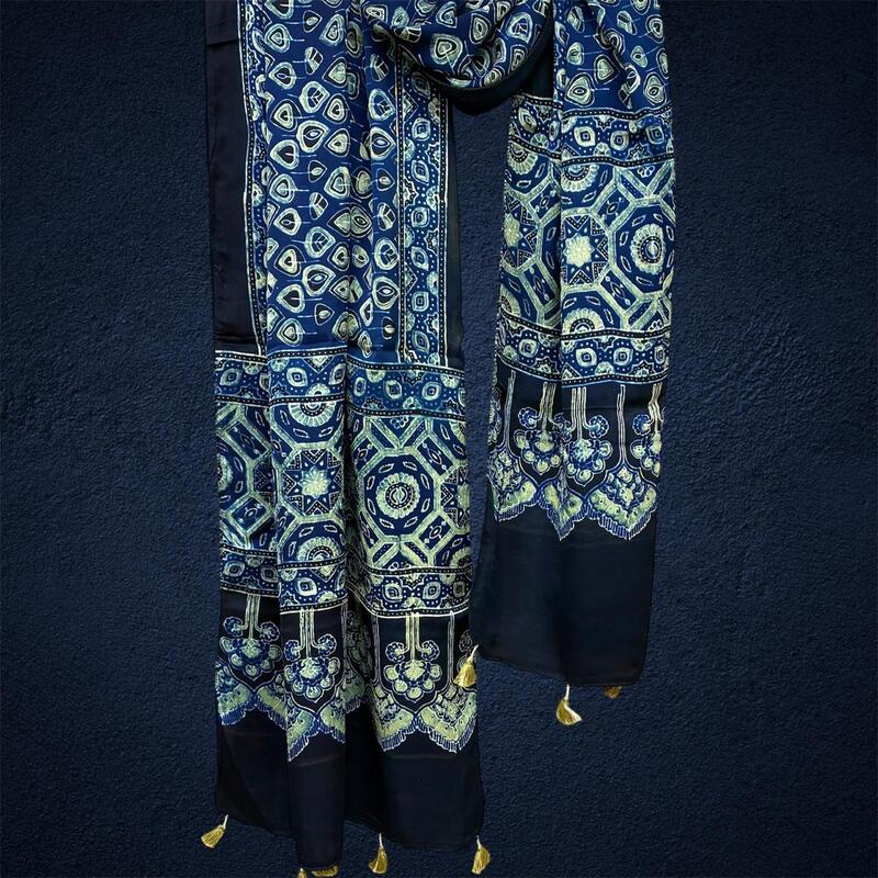 Modal Silk Ajrakh Print Stole #4