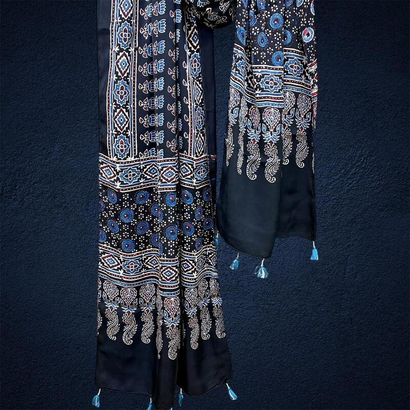 Modal Silk  Ajrakh Print Stole #10