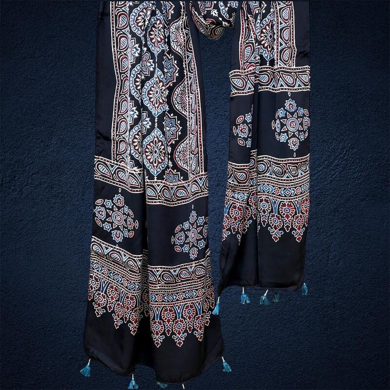 Modal Silk Ajrakh Print Stole #5