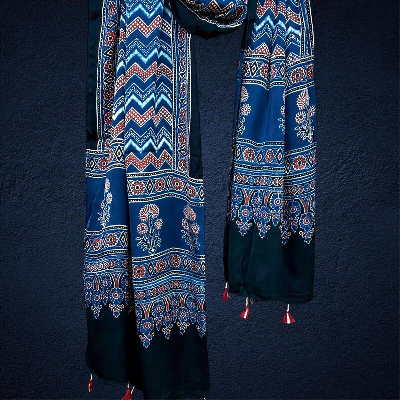 Modal Silk  Ajrakh Print Stole #3