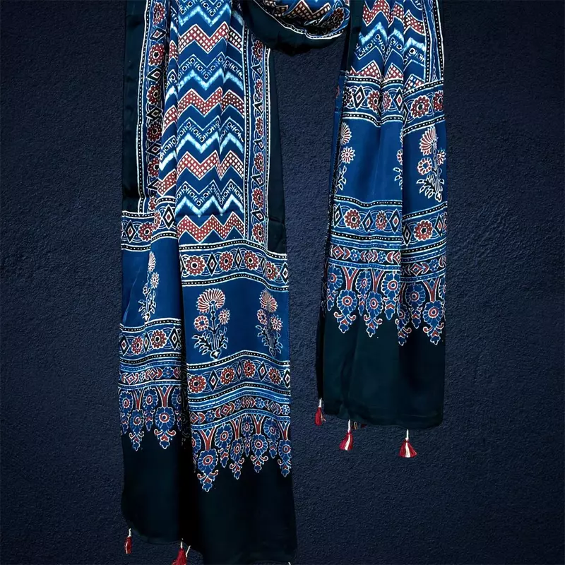 Modal Silk Ajrakh Print Stole #3