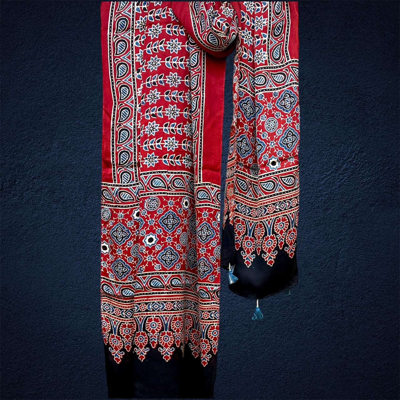 Modal Silk  Ajrakh Print Stole #8