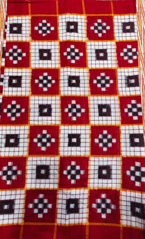 NEW 7 KUTHI FABRIC-RED-WHITE
