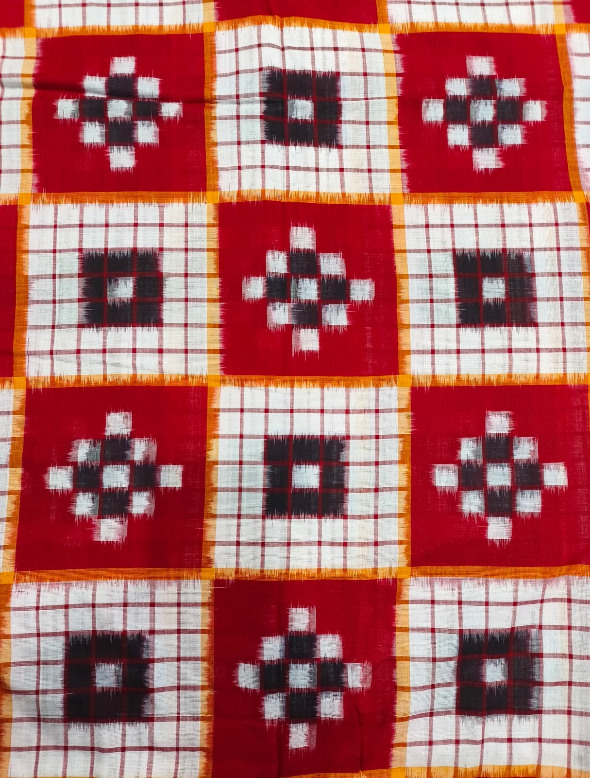 NEW 7 KUTHI FABRIC-RED-WHITE